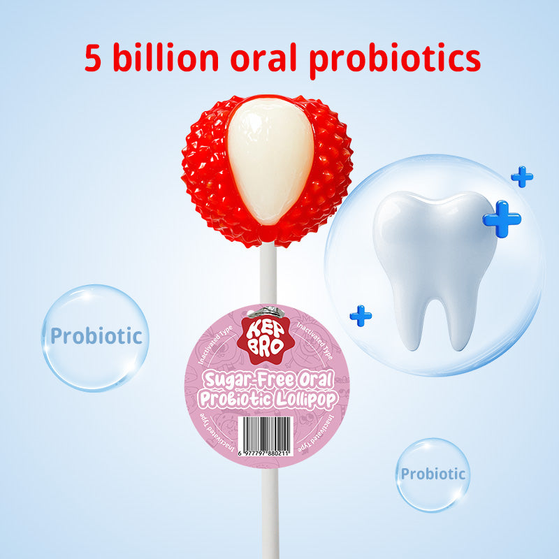 KEPBRO Sugar-Free Probiotic Lollipops for Kids – 5 Billion Oral Probiotics, Vitamin C, Soluble Fiber – No Artificial Flavors or Colors – Cavity-Safe, Vegan, Tooth-Friendly